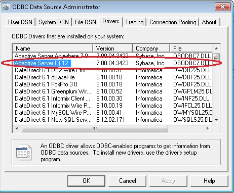 Sybase Driver For Windows