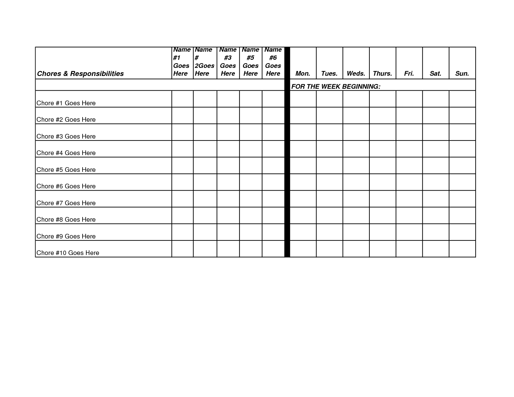 Printable 5 column chart pdf